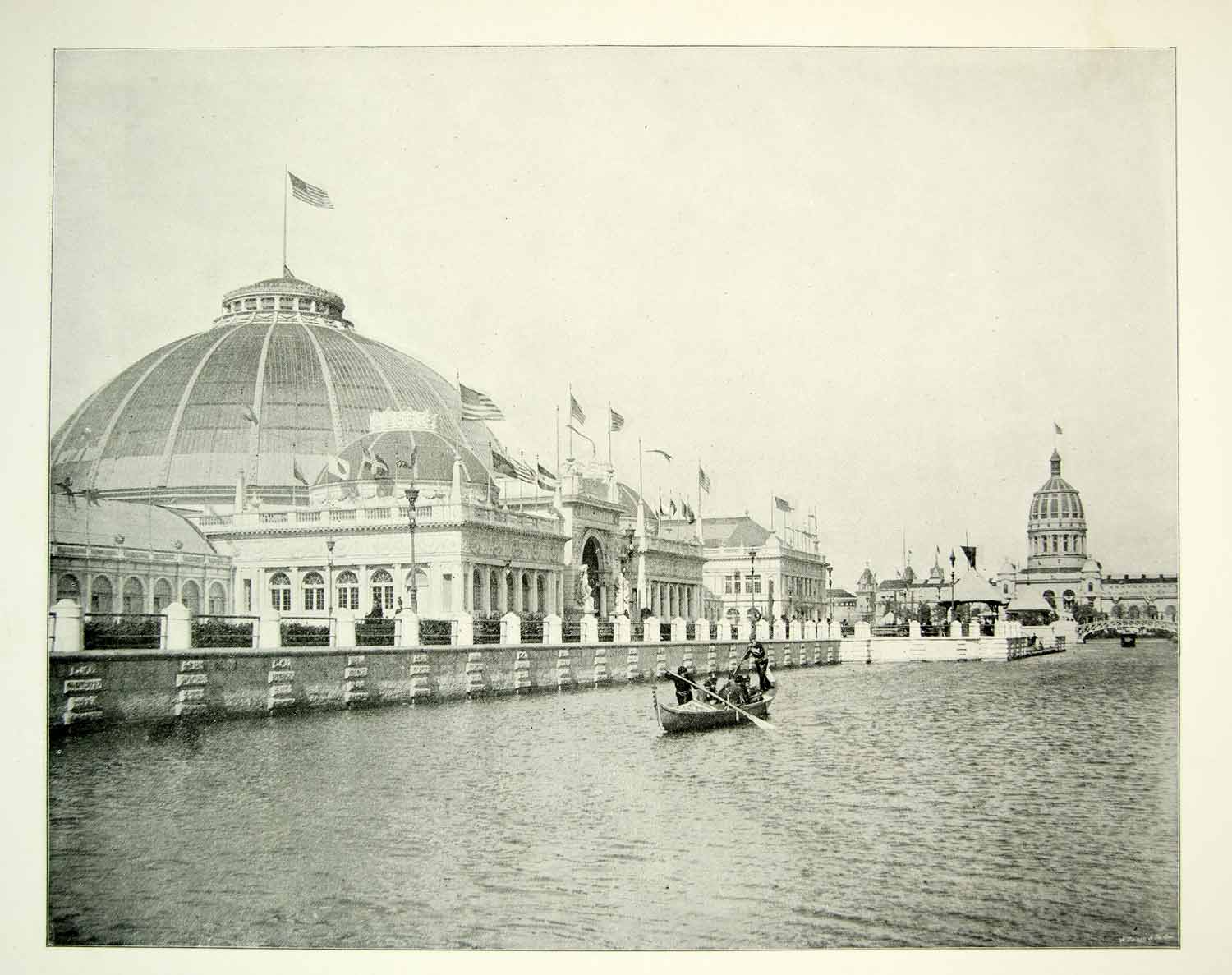 1893 Print Chicago World's Fair North Lagoon Horticulture Building Gondola FAIR4