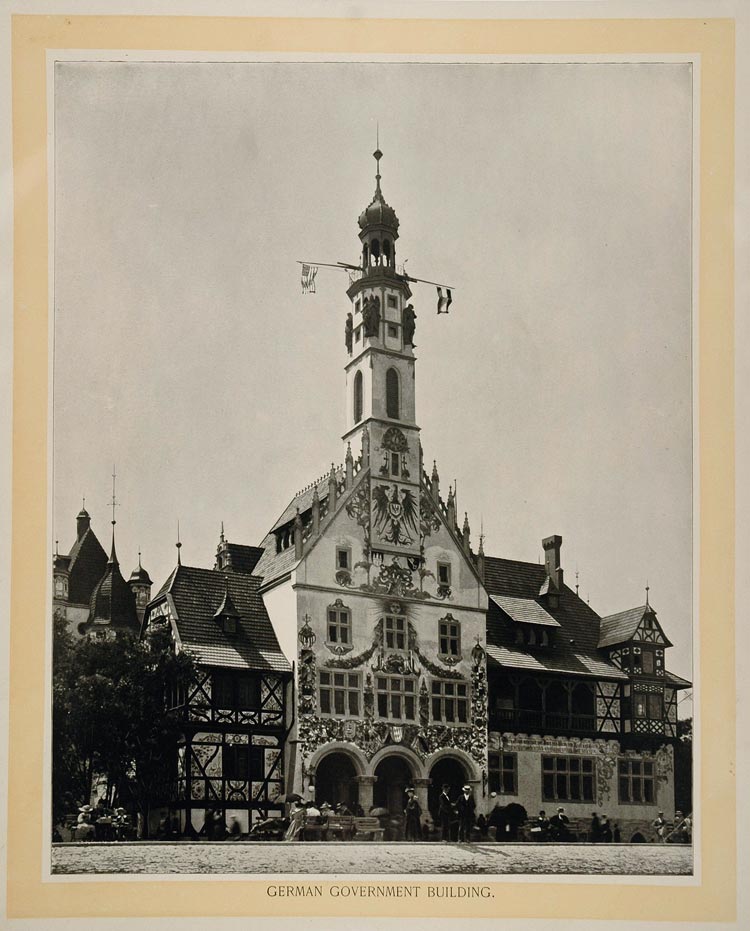 1893 Chicago World's Fair German Building W. H. Jackson ORIGINAL HISTORIC FAIR