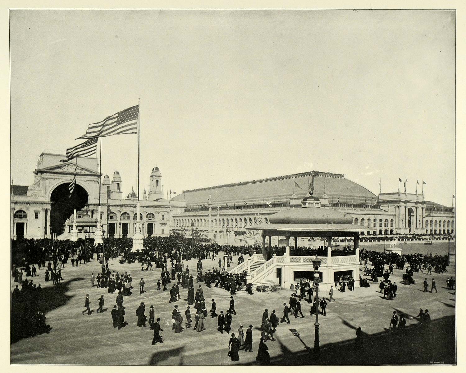 1893 Print Chicago World's Fair Illumination Gathering ORIGINAL HISTORIC FAR1