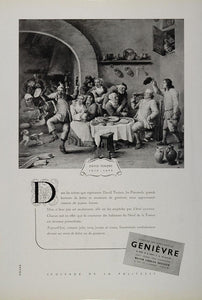 1946 Ad Genievre Gin David Teniers Flemish Tavern Bar - ORIGINAL ADVERTISING