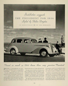 1936 Ad Studebaker President Car Helen Dryden Designer - ORIGINAL FT4