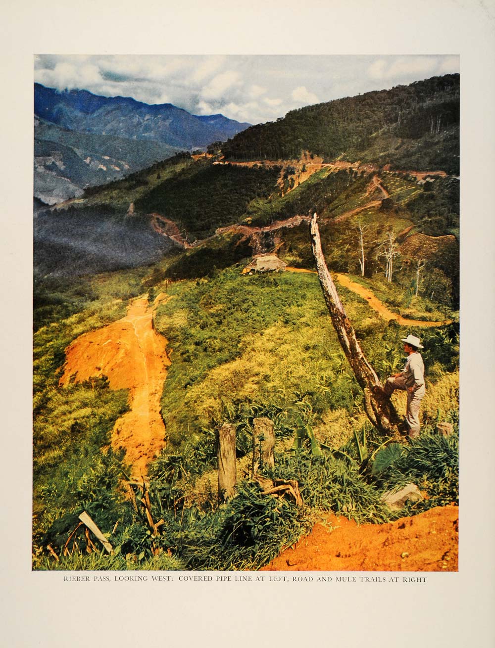 1940 Rieber Pass Colombia Mountains Oil Pipe Line Print - ORIGINAL FT6B