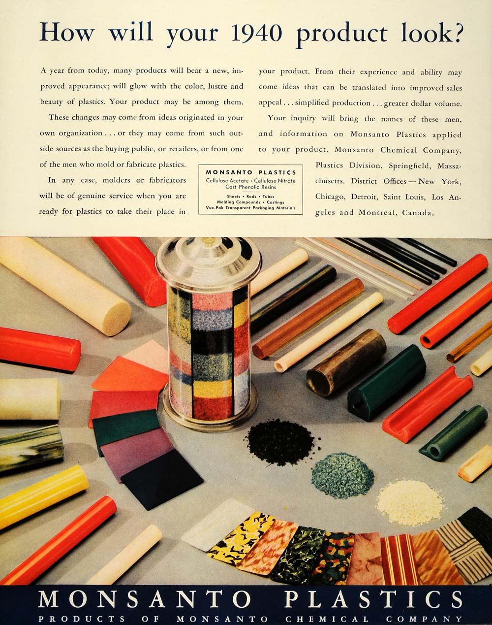 1939 Ad Monsanto Chemical Plastics Color Cellulose - ORIGINAL ADVERTISING FT6