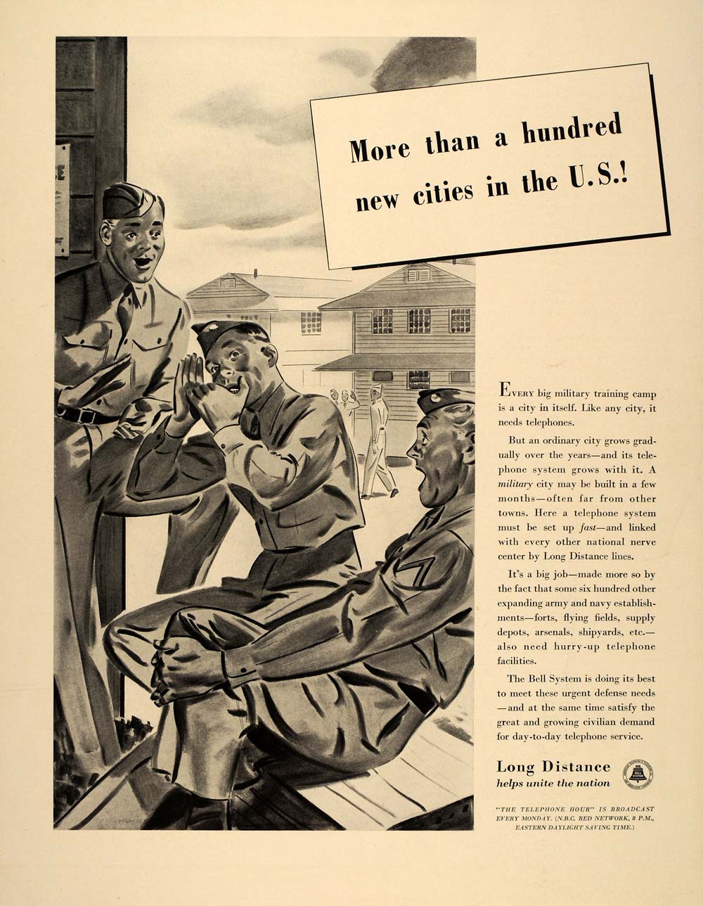 1941 Ad Bell System Long Distance Telephone Soldiers - ORIGINAL ADVERTISING FT6