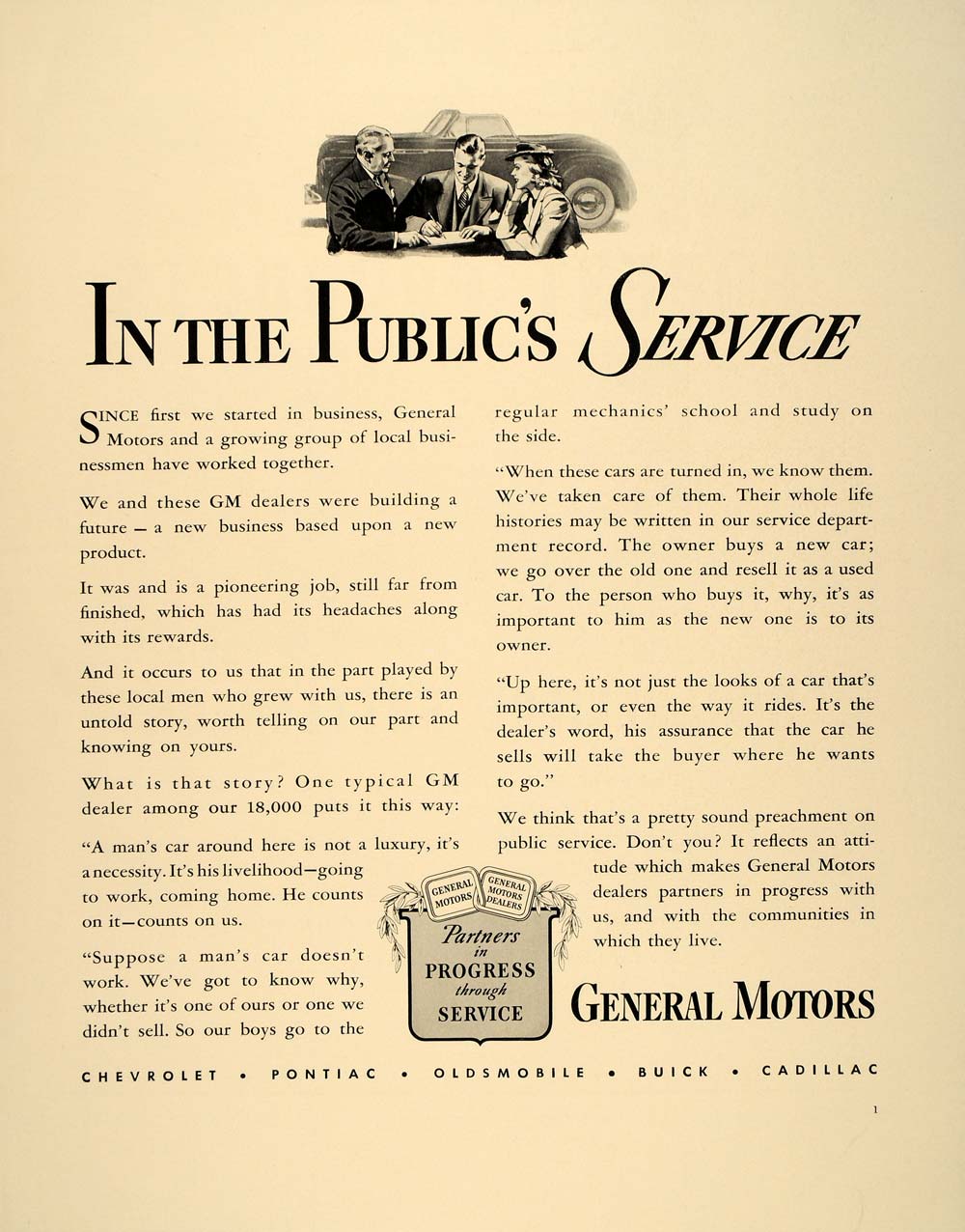 1941 Ad GM General Motors Car Dealers Public Service - ORIGINAL ADVERTISING FT6