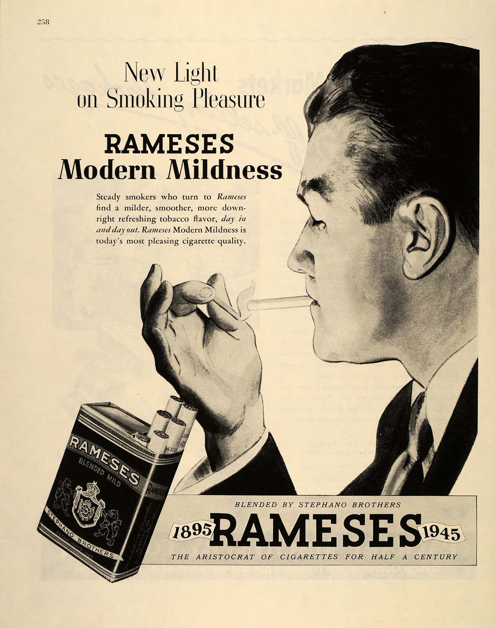 1945 Ad Rameses Cigarettes Stephano Brothers Smoking - ORIGINAL ADVERTISING FT6