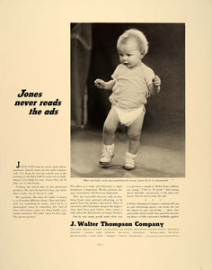 1938 Ad J. Walter Thompson Advertising Toddler Baby - ORIGINAL ADVERTISING FT7