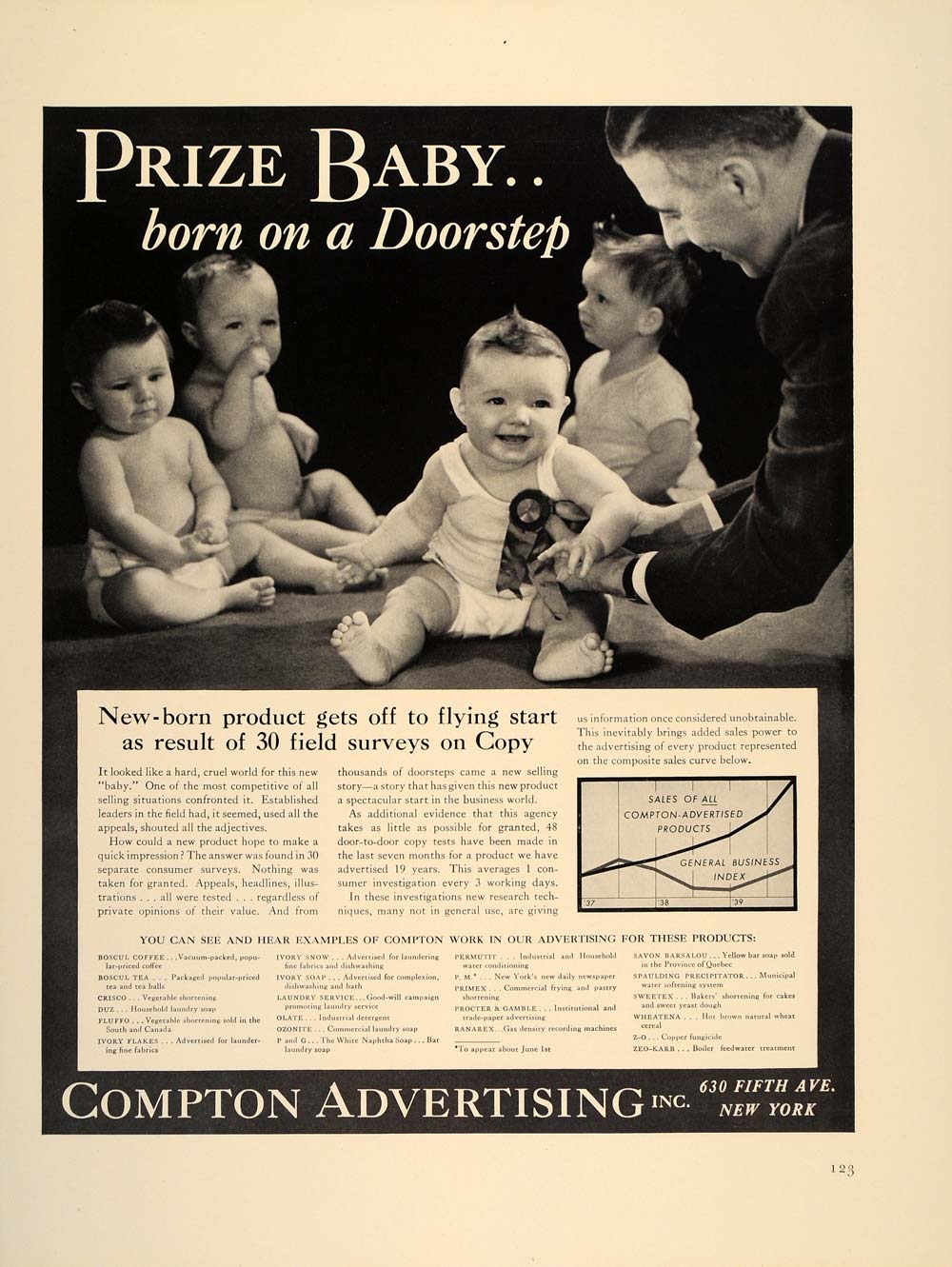 1940 Ad Compton Advertising Agency Babies Prize Baby - ORIGINAL ADVERTISING FT8