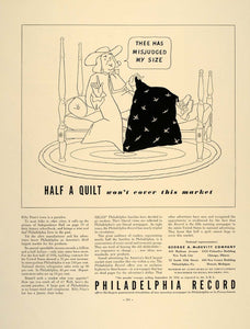 1937 Ad Philadelphia Record Newspaper Advertising Sales - ORIGINAL FT8