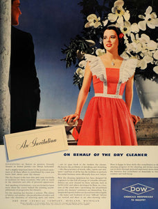 1940 Ad Dow Dowclene Dry Cleaning Red Polka Dot Dress - ORIGINAL ADVERTISING FT8