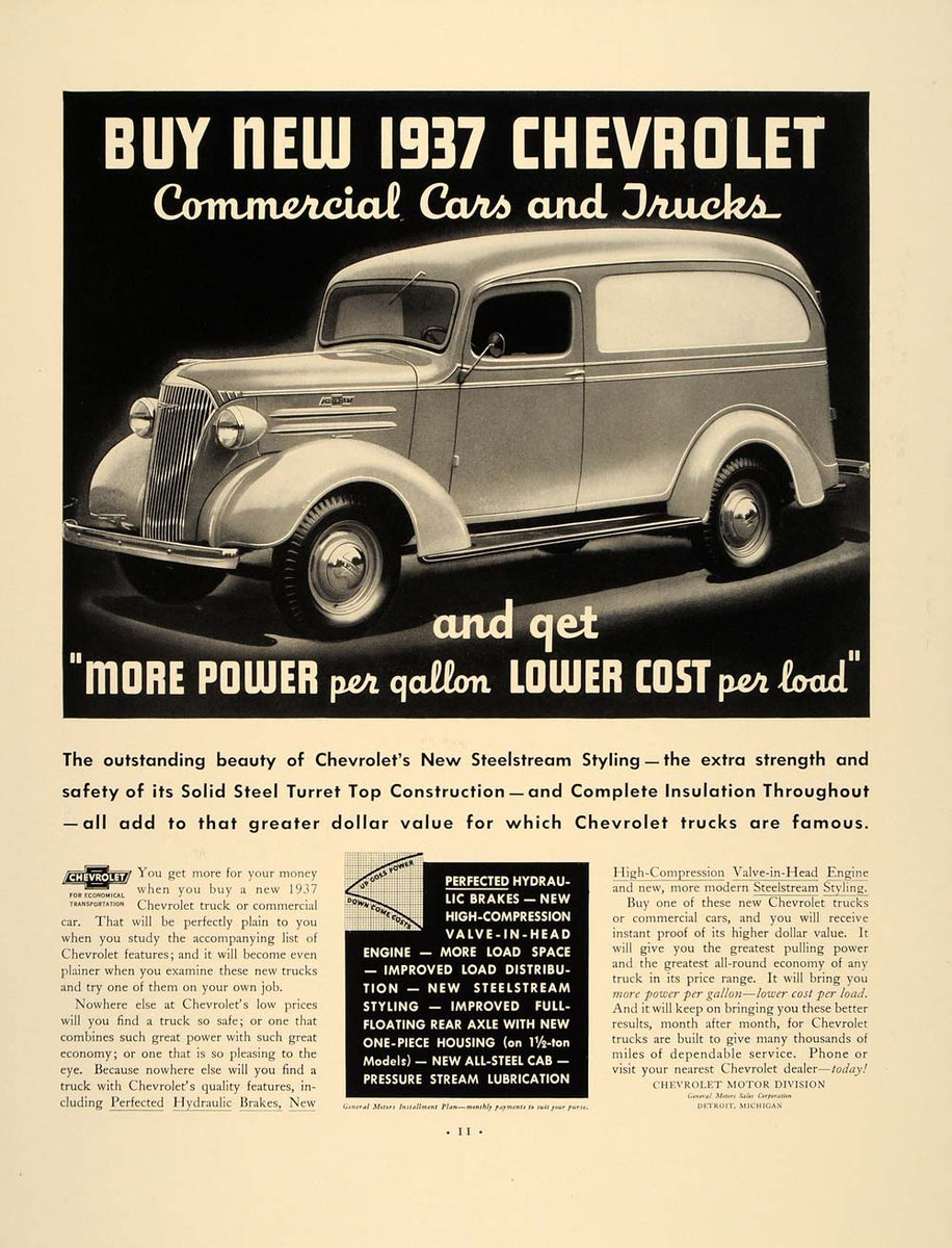 1937 Vintage Ad Chevrolet Commercial Cars Trucks Chevy - ORIGINAL FT8 ...