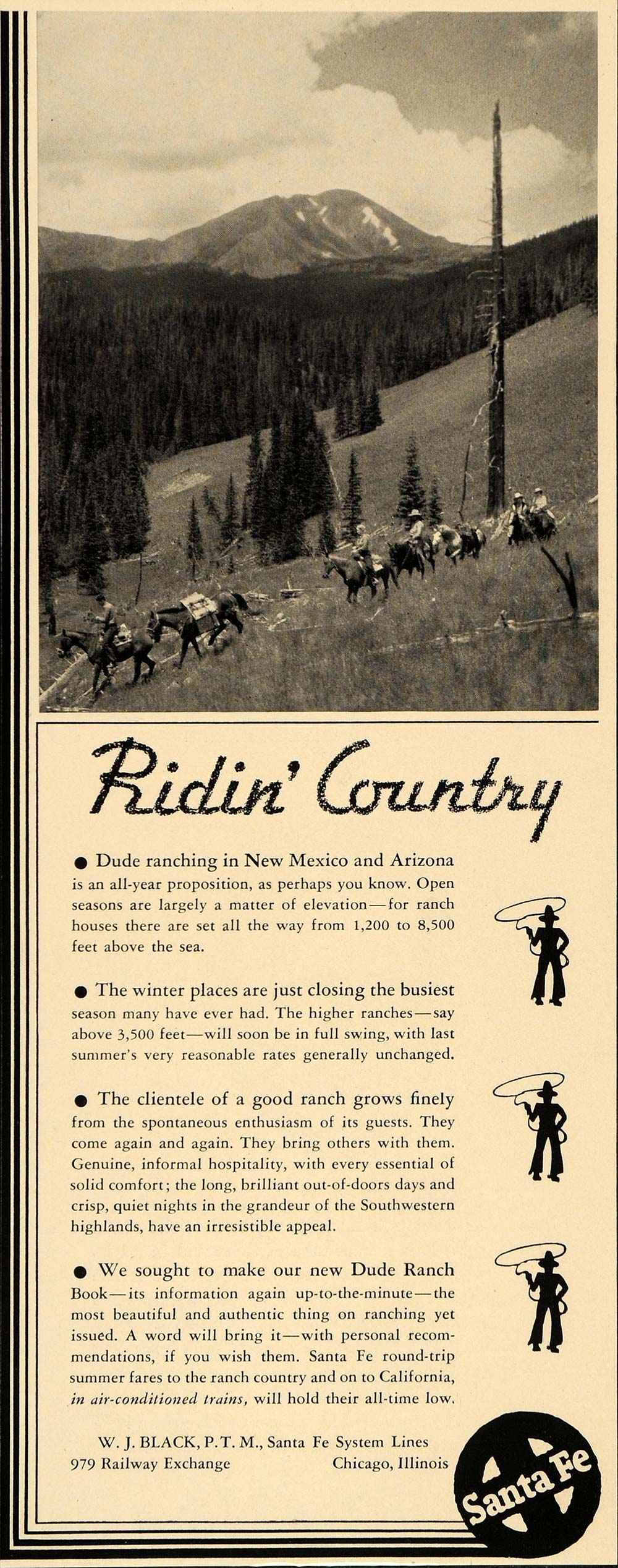 1936 Ad Santa Fe System Lines Railroad Arizona Country - ORIGINAL FT9