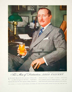 1946 Ad Lord Calvert Blended Whiskey Portrait Danton Walker Journalist FTM1