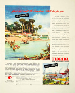 1946 Ad Tourism Florida Sunshine State Visit Travel Vacation Chamber FTM1