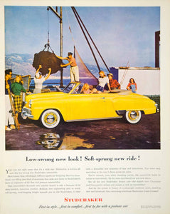 1948 Ad Studebaker Convertible Automobile Yellow Car Whitewall Tires FTM3