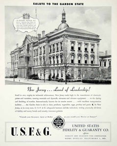 1946 Ad United States Fidelity Guaranty New Jersey State House Garden FTM4