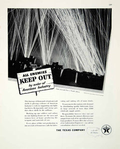 1943 Ad Anti-Aircraft Fire Texas Texaco Africa Night Barrage World War II FTM4