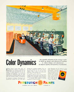 1943 Ad Pittsburgh Paints Color Dynamics Scheme Factory Psychology Walls FTM4