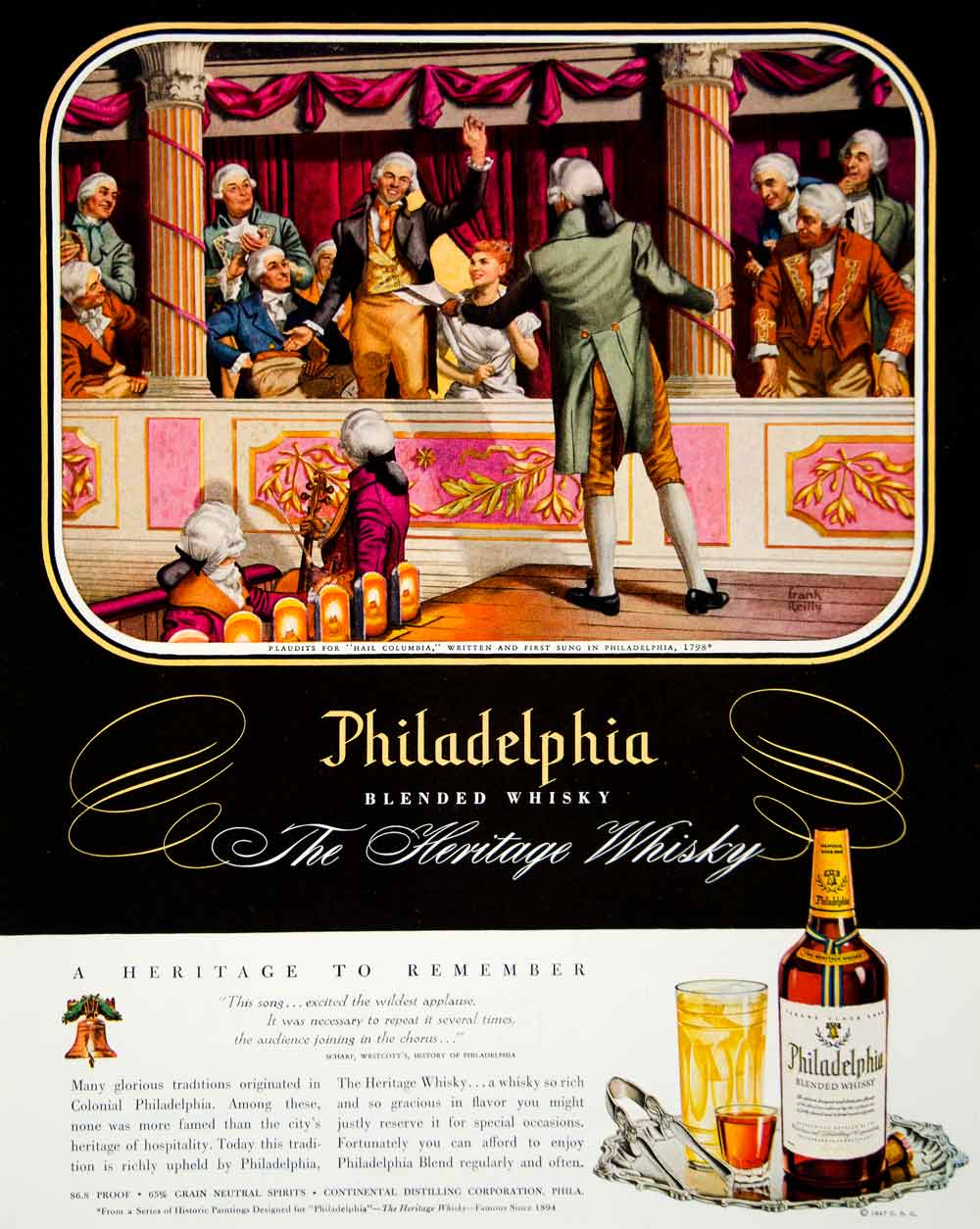 1947 Ad Philadelphia Blended Whiskey Alcohol Continental Distilling Frank FTM