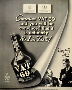 1939 Ad VAT 69 Liqueur Scotch Whisky Park & Tilford - ORIGINAL ADVERTISING FTT9