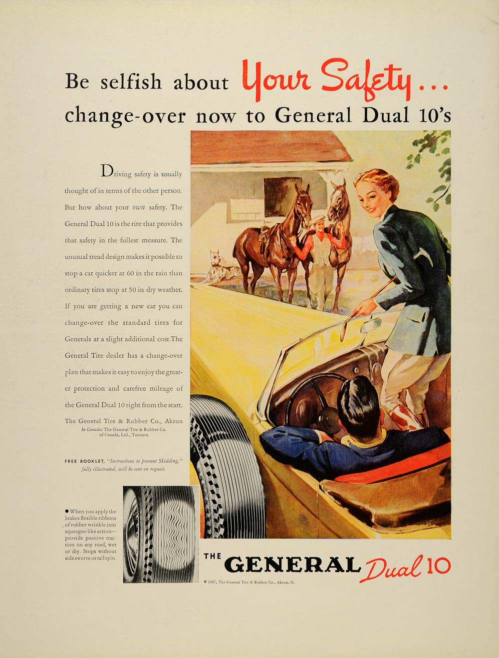 1937 Ad General Tire Rubber Akron Horse Dual 10 Fashion - ORIGINAL FTT9