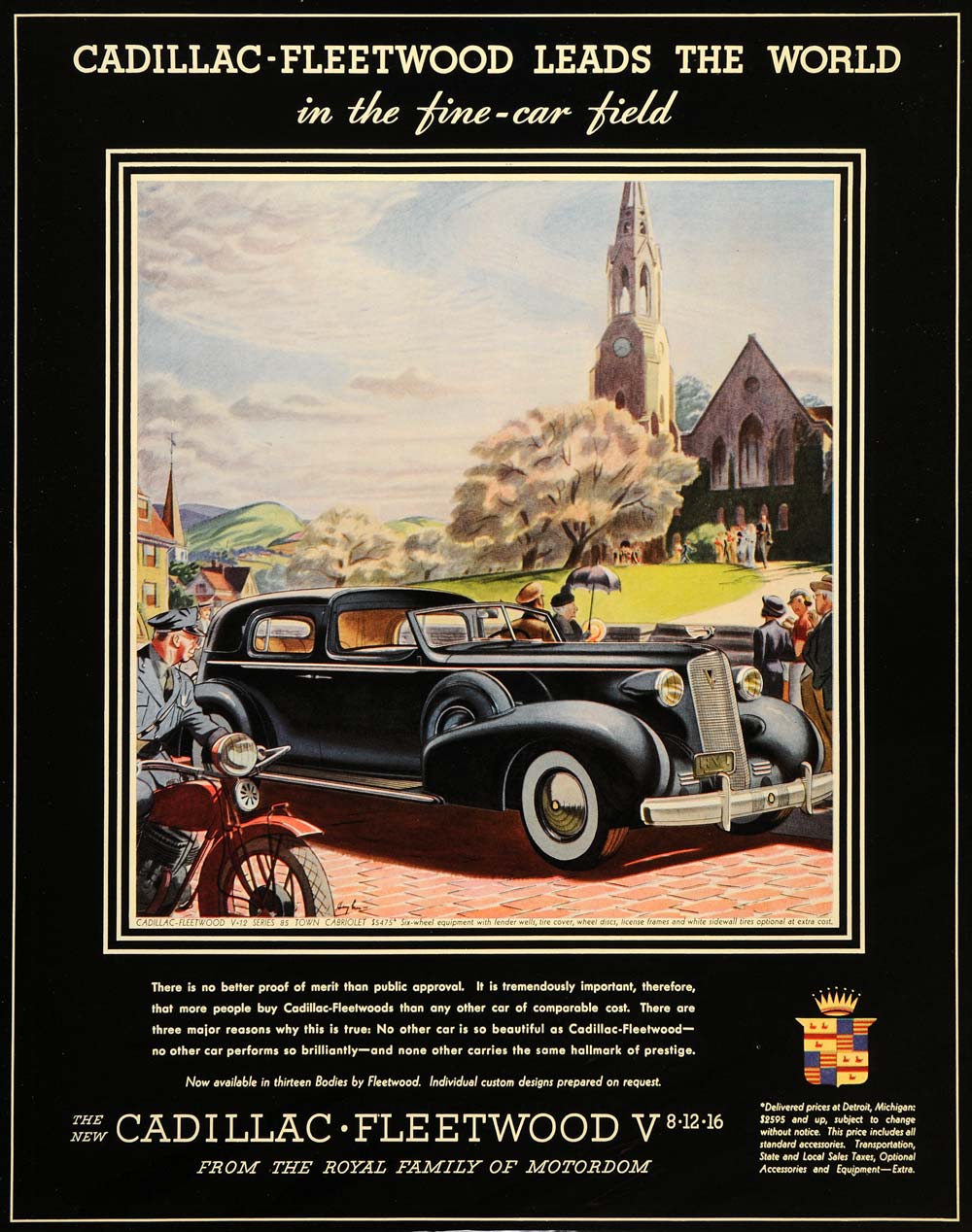 1937 Ad Cadillac Fleetwood Automobile Town Cabriolet - ORIGINAL ADVERTISING FTT9