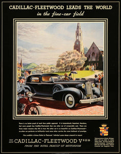 1937 Ad Cadillac Fleetwood Automobile Town Cabriolet - ORIGINAL ADVERTISING FTT9