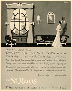 1938 Ad St. Regis Hotel Fifth Avenue New York Park - ORIGINAL ADVERTISING FTT9