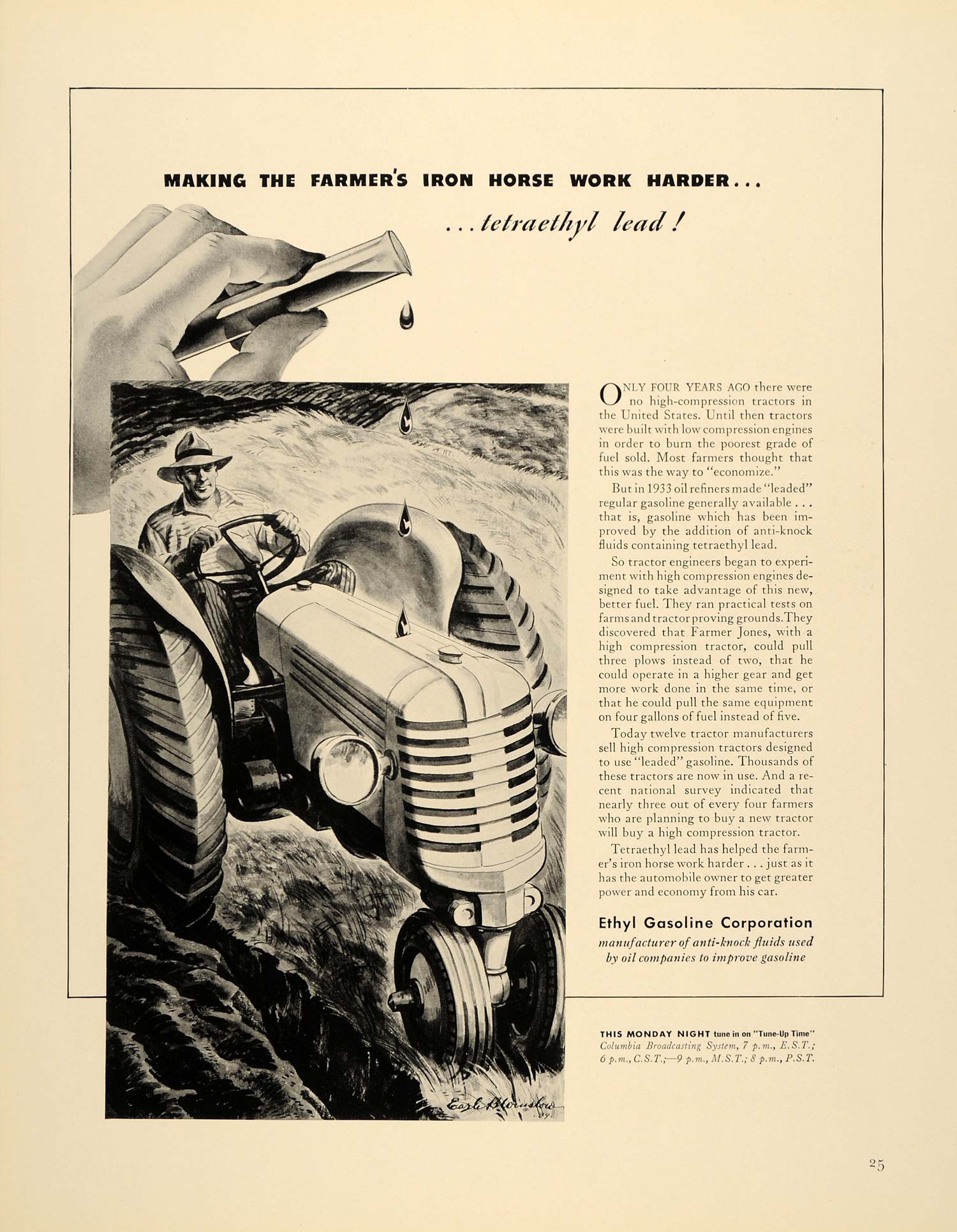 1939 Ad Tetraethyl Lead Tractor Farming Gasoline Oil - ORIGINAL ADVERTISING FTT9