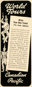 1939 Ad Canadian Pacific World Tours Vacation Travel - ORIGINAL ADVERTISING FTT9