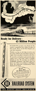 1937 Ad Erie Railroad System Railroad Train Rail Route - ORIGINAL FTT9