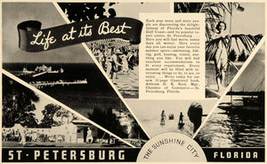 1937 Ad St. Petersburg Florida Chamber Commerce Travel - ORIGINAL FTT9