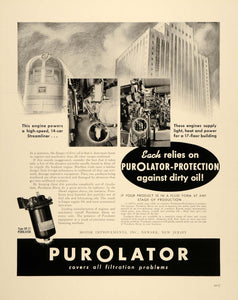 1939 Ad Purolator Filtration Protection Oil Engine Heat - ORIGINAL FTT9