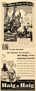 1939 Ad Haig Haig Boston Tea Party Whisky Scotch Liquor - ORIGINAL FTT9