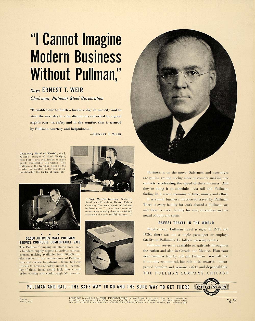 1937 Ad Pullman Railroad Edward Weir National Steel - ORIGINAL ADVERTISING FTT9