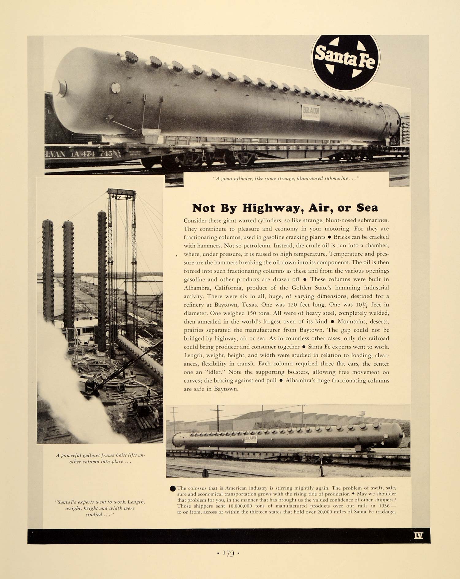 1937 Ad Submarine Santa Fe Industrial Industry Cylinder - ORIGINAL FTT9