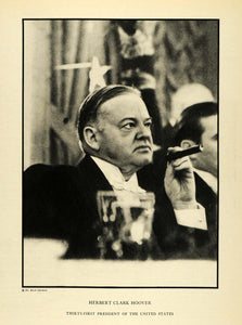 1932 Print Herbert Hoover President Portrait Cigar Art Mining Engineer FZ1