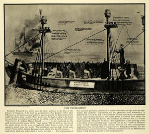 1935 Print Roosevelt Constitution Ship Andrew Jackson Political Cartoon FZ2