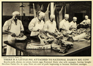 1934 Print National Dairy Cow Meat Deerfoot Sausages Farms Pork Food Pig Hog FZ3