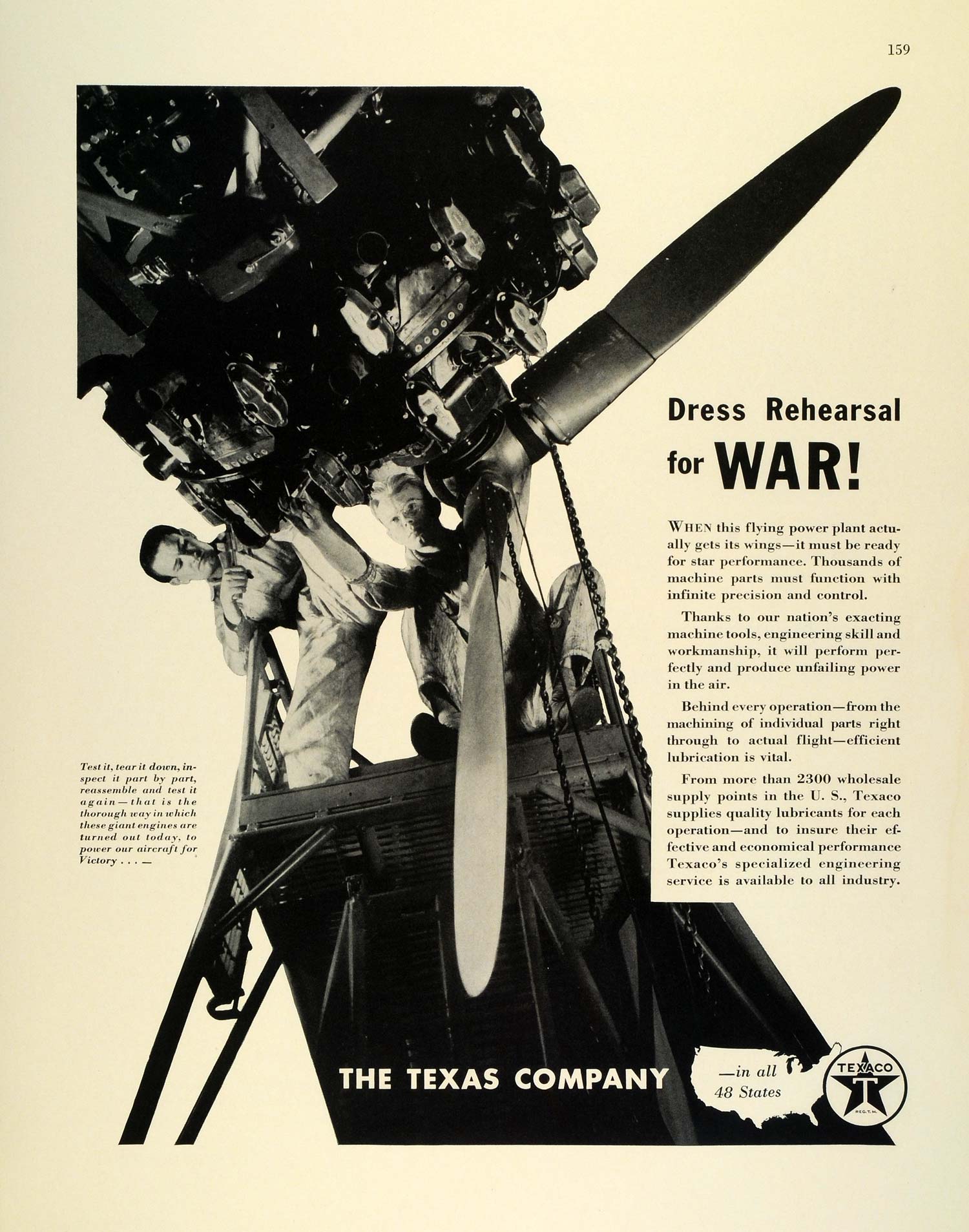 1942 Ad Texaco Oil Fuel Gasoline WWII War Production Military Aircraft Texas FZ4