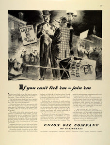1942 Ad Union Oil California Unocal WWII Uncle Sam War Production Campaign FZ4