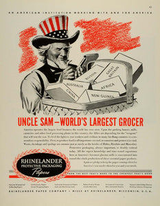 1943 Ad Rhinelander Paper Co Wisconsin Uncle Sam Protective Packaging Papers FZ5