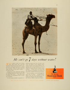 1943 Ad National Shawmut Bank Boston Native American Indian Logo Camel FZ5