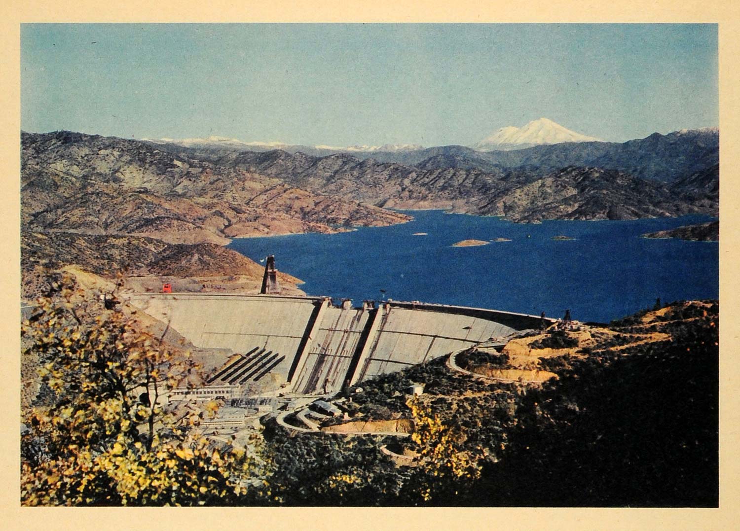 1945 Print Dam Water Architecture Mountain River Landscape Scenery Engineer FZ7