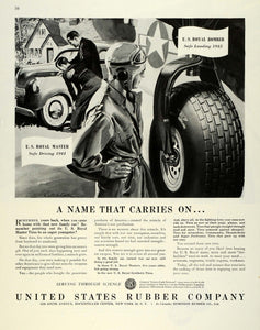 1945 Ad United States Rubber Car Tires Airplane Parts WWII War Production FZ8