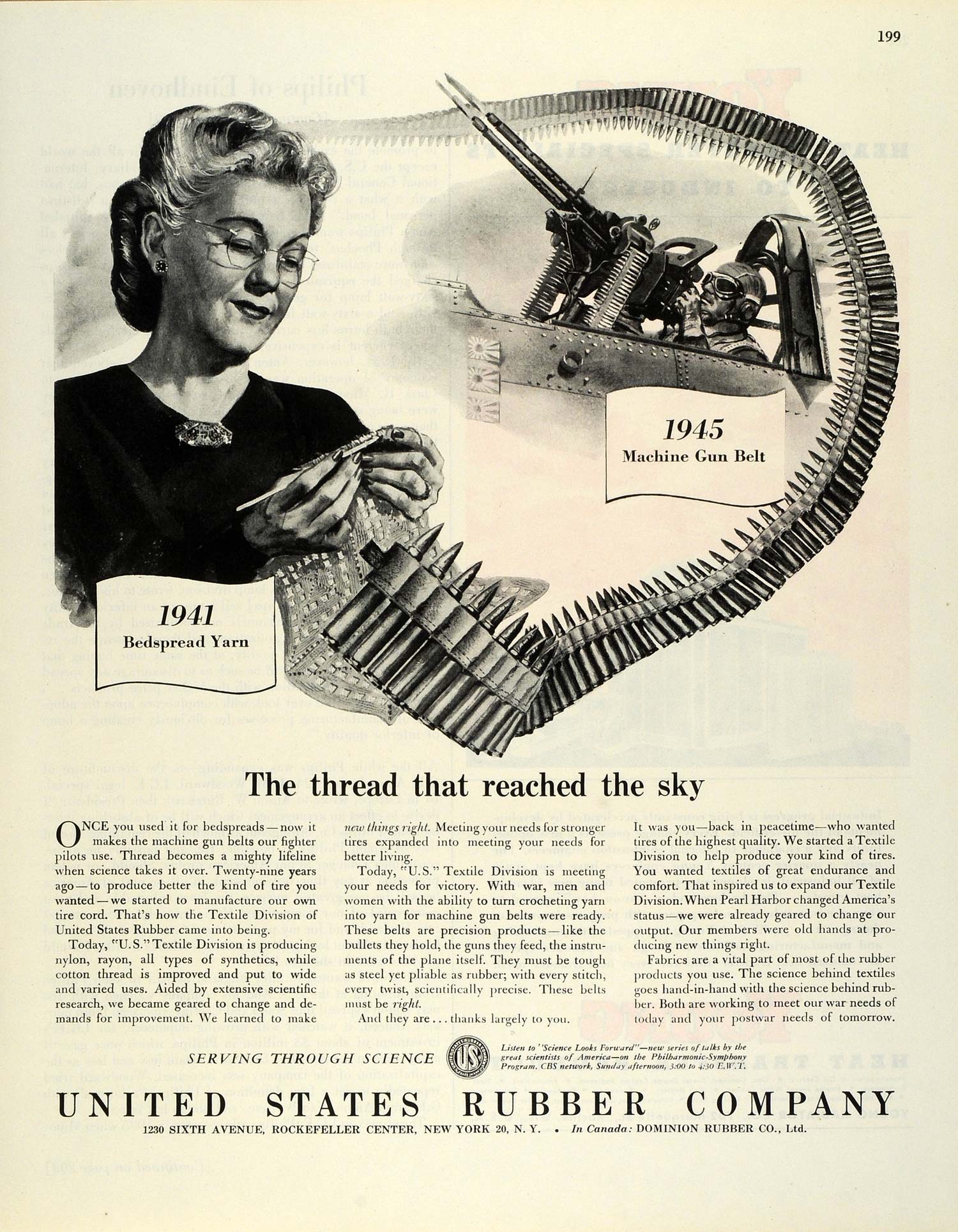 1945 Ad United States Rubber Logo WWII Machine Gun Belt Bullets Mother FZ8