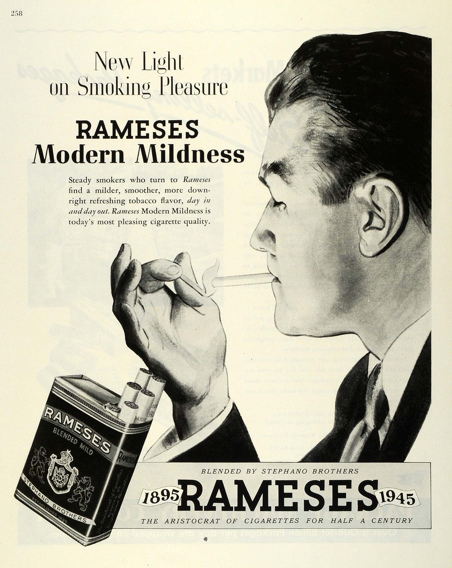 1945 Ad Stephano Brothers Rameses Modern Mildness Cigarettes Pack Smoking FZ8
