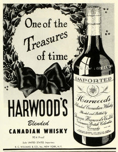 1945 Ad R C Williams Harwood's Blended Canadian Whisky Christmas Crown FZ8