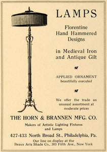 1919 Ad Horn Brannen Florentine Hand-Hammered Lamps - ORIGINAL ADVERTI –  Period Paper Historic Art LLC