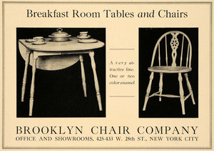 1920 Ad Brooklyn Enamel Breakfast Tables Chairs NY - ORIGINAL ADVERTISING GF2